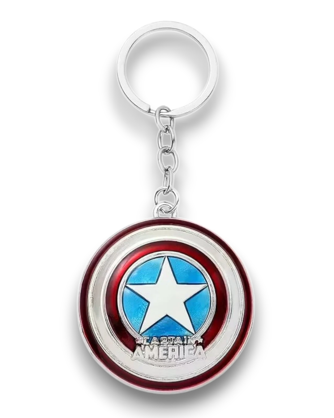 VaultifyUK Marvel Avengers Captain America shield metal keychain with red, white, and blue enamel detailing