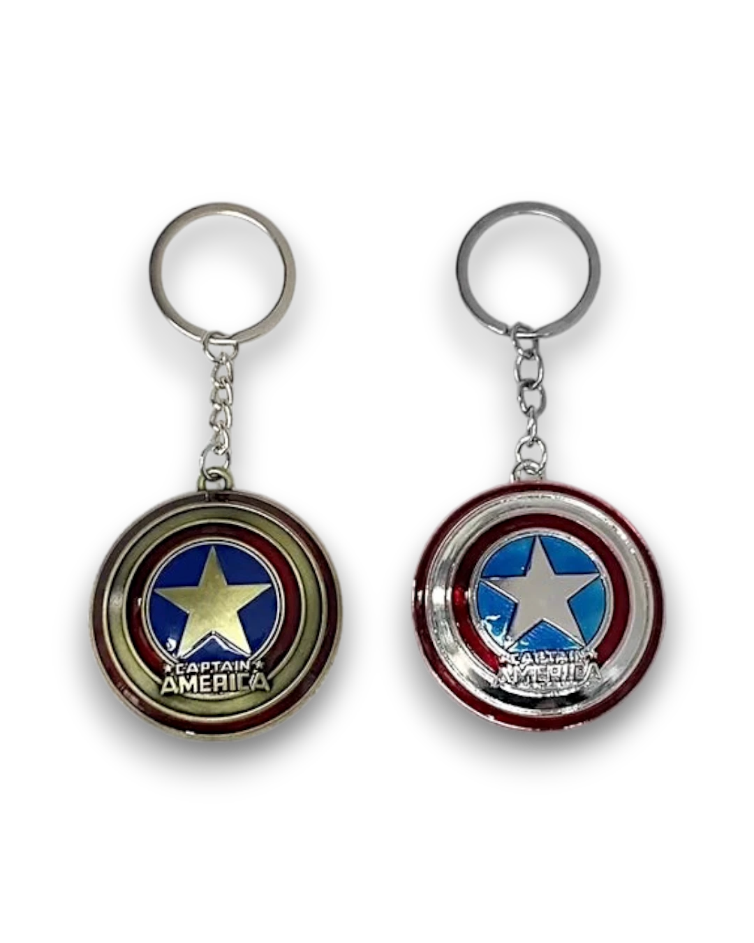 VaultifyUK Marvel Avengers Captain America shield metal keychains with red, white, and blue enamel detailing