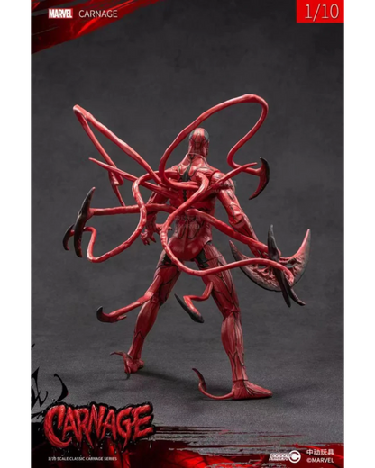 VaultifyUK ZD Toys Marvel Carnage 1/10 scale figure showing detailed red symbiote tendrils and blade extensions