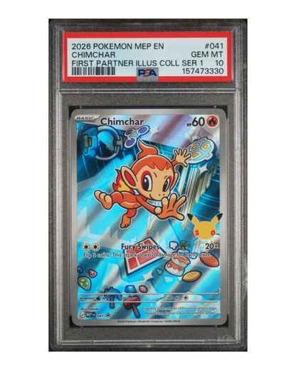 VaultifyUK PSA 10 Gem Mint Chimchar 041 Pokémon card from the First Partner Illustration Collection series