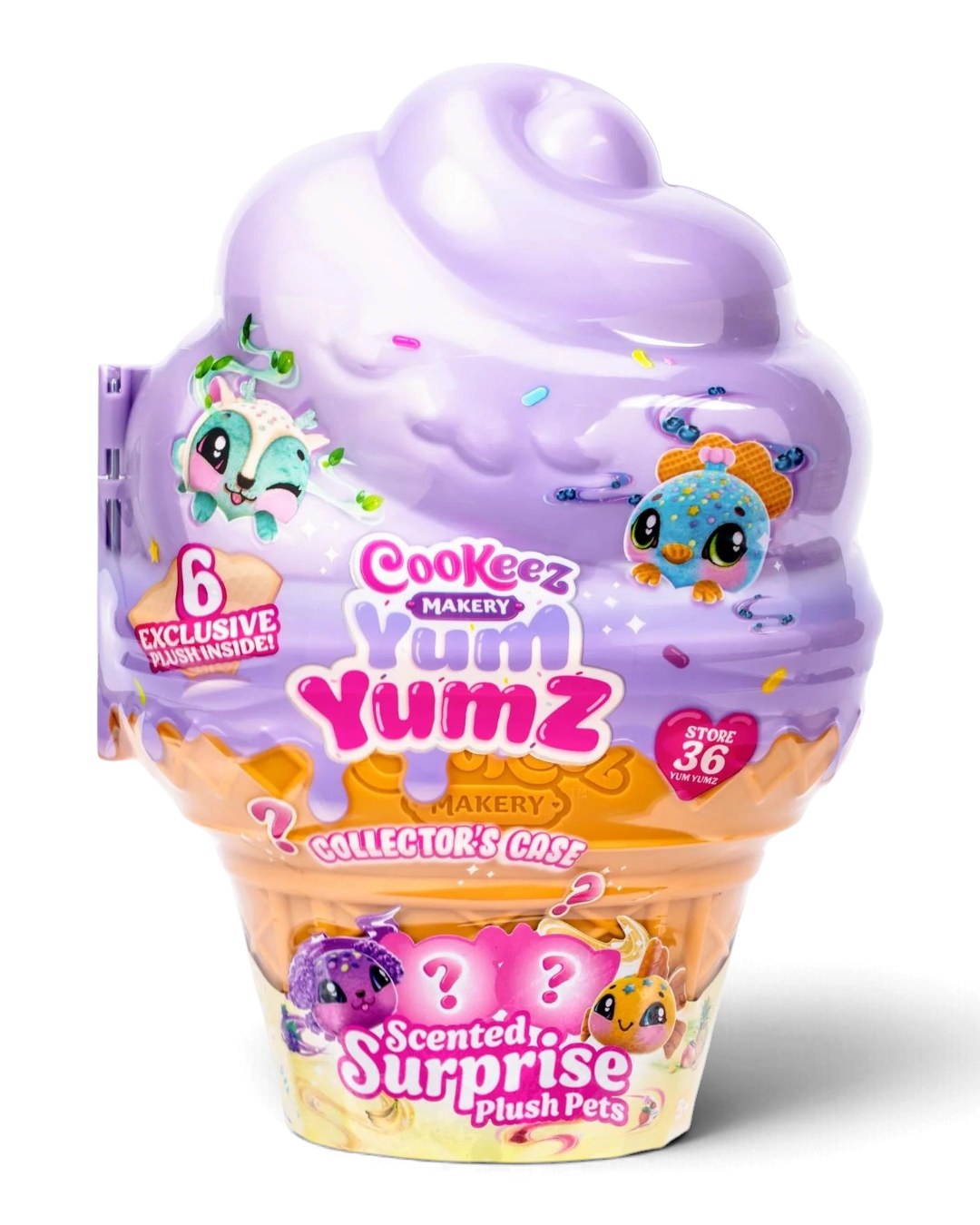 Front of Cookeez Makery Yum Yumz Collector's Case Season 2 scented surprise plush pets packaging.