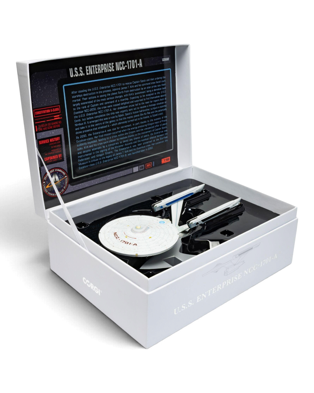 VaultifyUK Corgi U.S.S. Enterprise NCC-1701-A die-cast model in collector box with Star Trek VI livery details