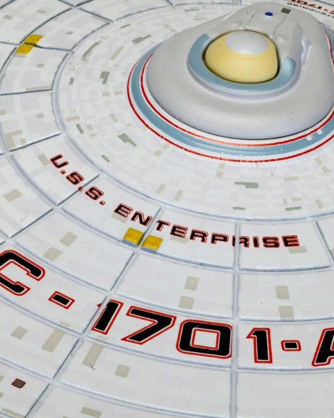 VaultifyUK Corgi die-cast U.S.S. Enterprise NCC-1701-A model saucer section with Star Trek VI livery details.