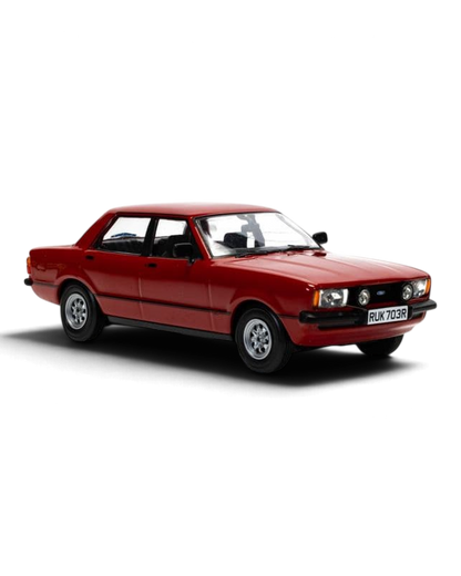 Corgi Vanguards 1:43 Ford Cortina Mk4 2.0S die-cast model in Venetian Red, front three-quarter view