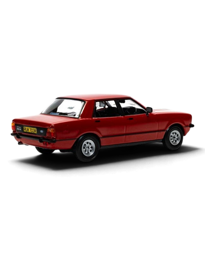 Corgi Vanguards 1:43 Ford Cortina Mk4 2.0S die-cast model in Venetian Red, rear three-quarter view