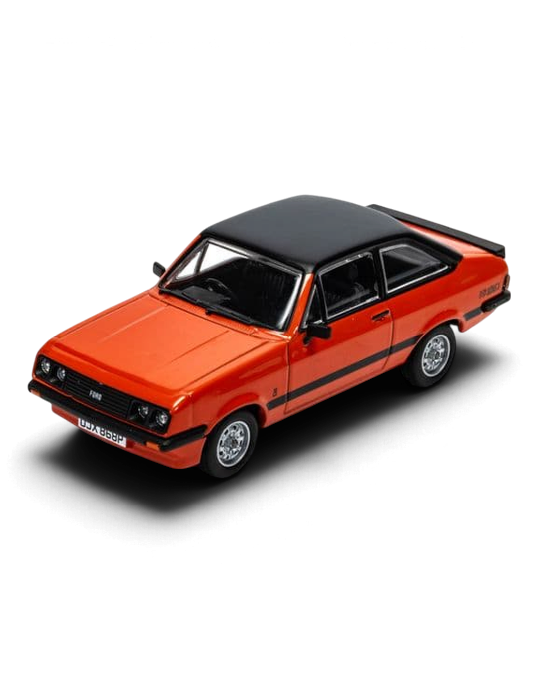 Corgi Vanguards 1:43 Ford Escort Mk2 RS2000 die-cast model in Carnival Red with black roof, high front view