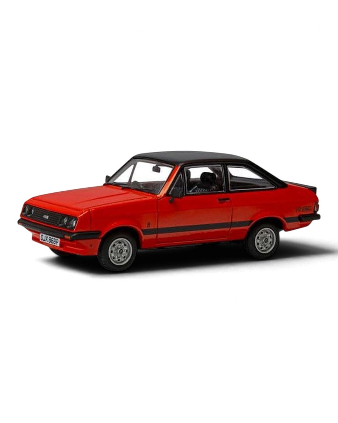 Corgi Vanguards 1:43 Ford Escort Mk2 RS2000 die-cast model in Carnival Red with black roof