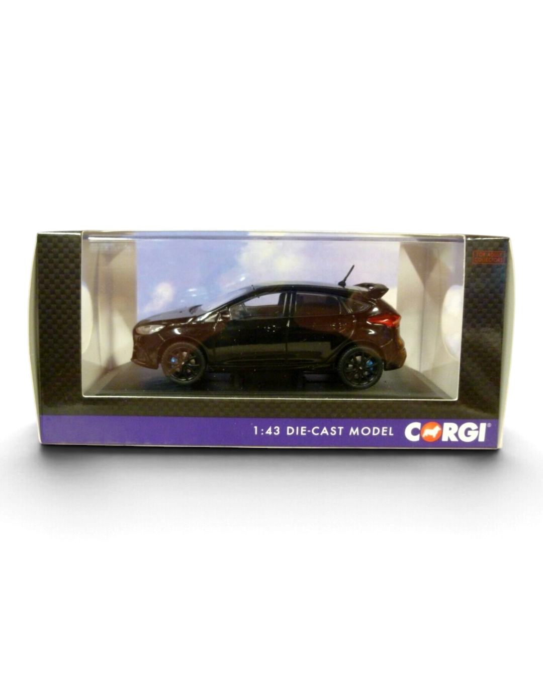 VaultifyUK Corgi Vanguards 1:43 scale Ford Focus Mk3 RS die-cast model in Shadow Black with black wheels