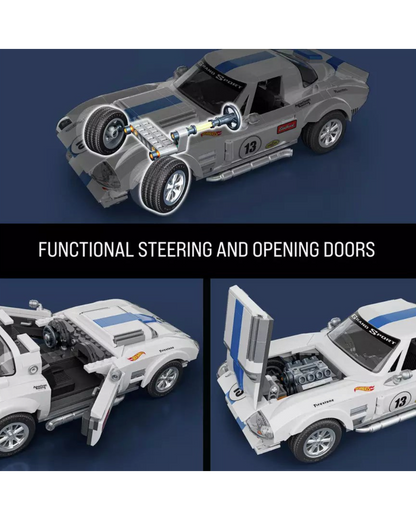 VaultifyUK Hot Wheels Corvette Grand Sport building set showing functional steering, opening doors, and engine detail.