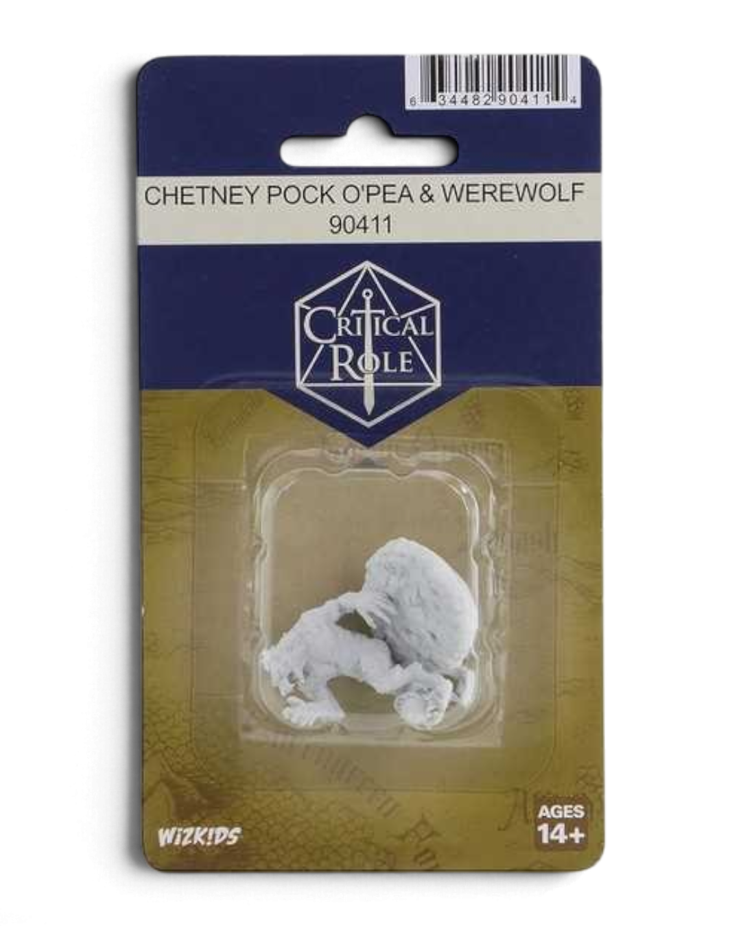 VaultifyUK Critical Role unpainted Chetney Pock O'Pea and werewolf miniature set in original blister packaging.