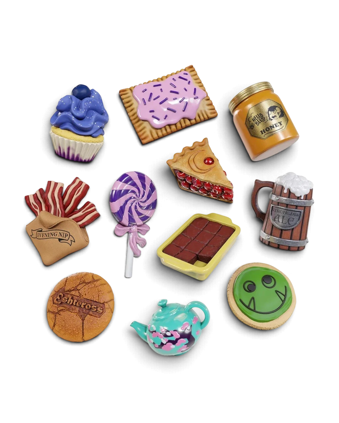 VaultifyUK Critical Role Taste of Exandria food-themed charms including cupcake, pie, and cookie designs.