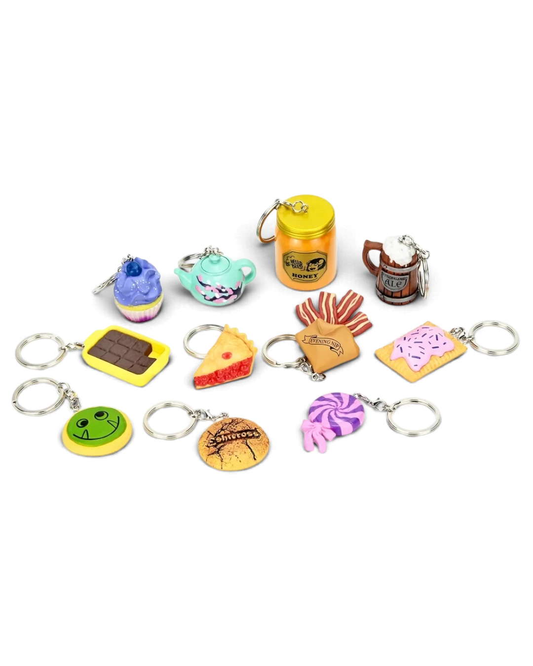 VaultifyUK Critical Role Taste of Exandria food-themed collectible charms on metal keyrings in a blind pack collection