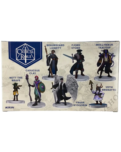 VaultifyUK Critical Role Mighty Nein boxed set featuring nine pre-painted tabletop character miniatures on display.