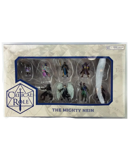 VaultifyUK Critical Role The Mighty Nein boxed set featuring nine detailed pre-painted tabletop character miniatures.