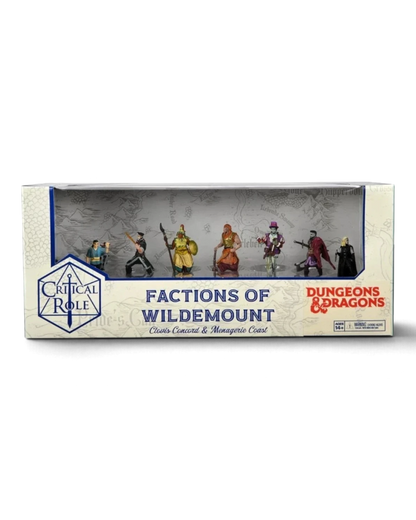 VaultifyUK Critical Role Factions of Wildemount boxed set featuring eight pre-painted tabletop gaming miniatures.