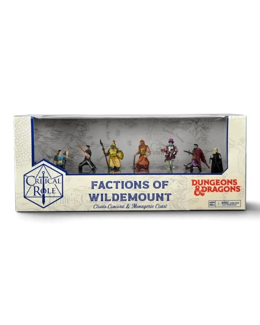 VaultifyUK Critical Role Factions of Wildemount boxed set featuring eight pre-painted tabletop gaming miniatures.