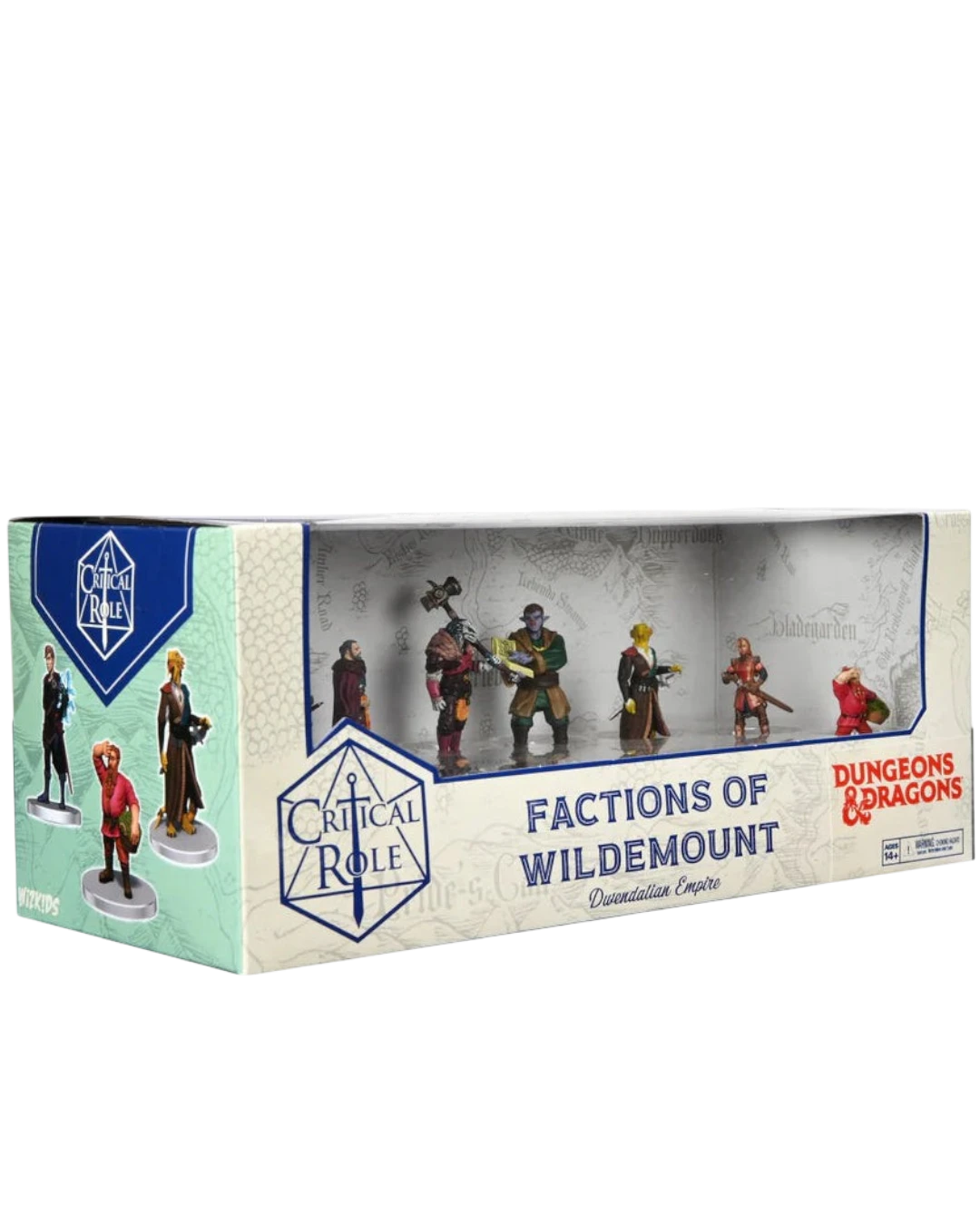 VaultifyUK Critical Role Dwendalian Empire boxed set featuring nine pre-painted tabletop miniatures in window display