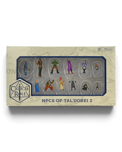 VaultifyUK Critical Role NPCs of Tal'Dorei Set 2 featuring twelve pre-painted tabletop gaming miniatures in a box.