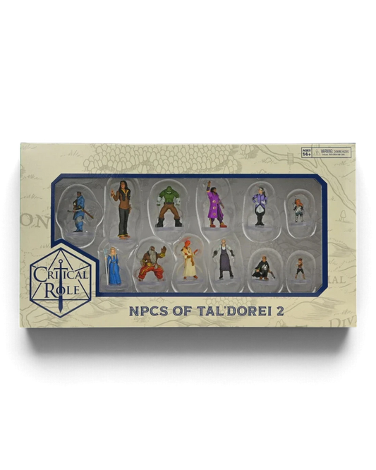 VaultifyUK Critical Role NPCs of Tal'Dorei Set 2 featuring twelve pre-painted tabletop gaming miniatures in a box.