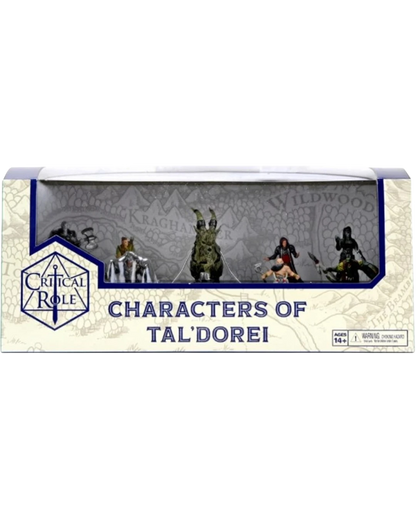 VaultifyUK Critical Role Characters of Tal'Dorei boxed set featuring nine pre-painted fantasy tabletop miniatures.