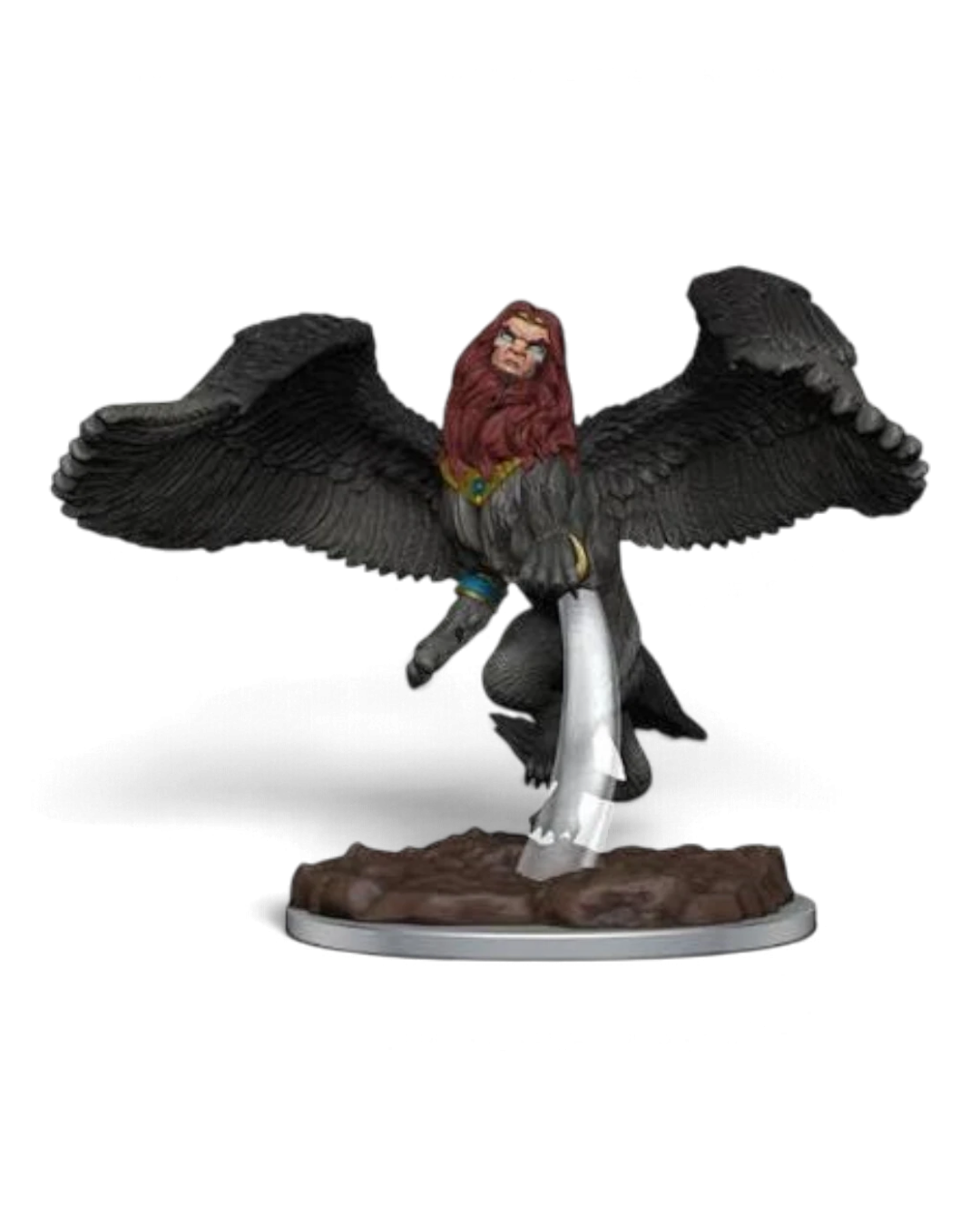 VaultifyUK Critical Role male sphinx miniature with dark fur, red mane, and translucent wing detail on a round base.
