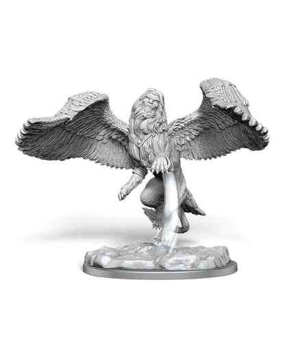 VaultifyUK Critical Role unpainted male Sphinx miniature with wings spread and translucent base detail