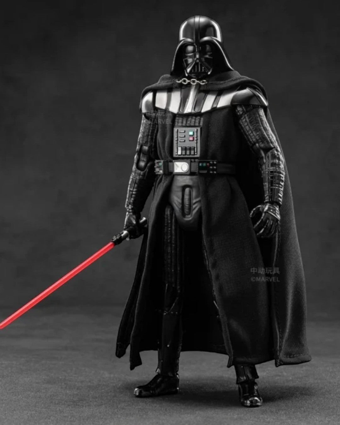 VaultifyUK ZD Toys 1/10 scale Darth Vader action figure with fabric cape, black armour, and red lightsaber