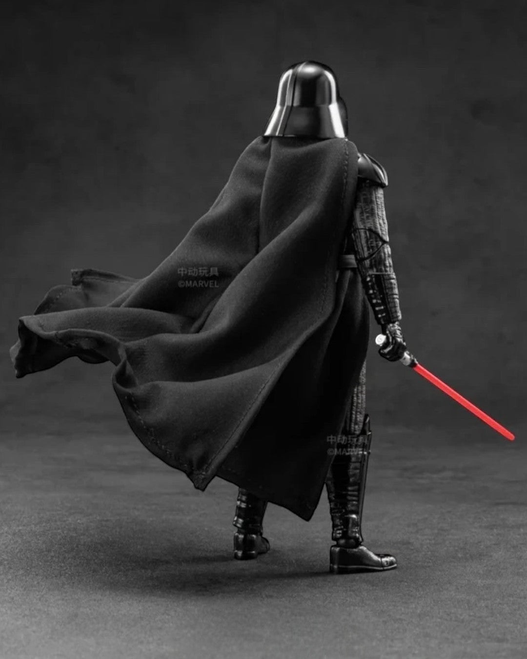 VaultifyUK ZD Toys Darth Vader 1/10 scale action figure with fabric cape and red lightsaber in a dynamic pose