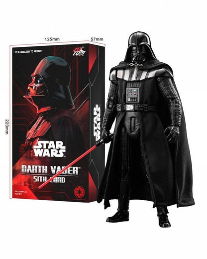 VaultifyUK ZD Toys 1/10 scale Darth Vader action figure with fabric cape and lightsaber next to its branded box