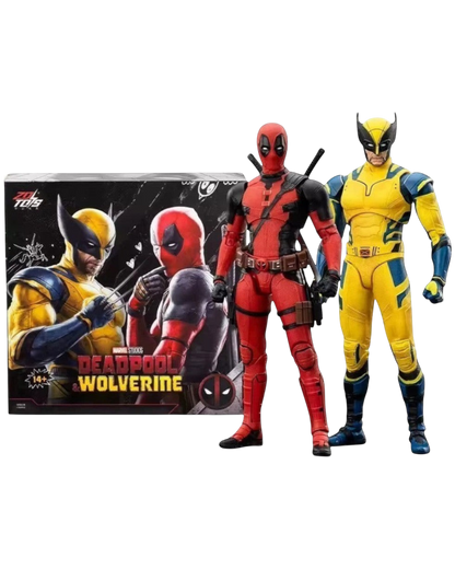 VaultifyUK ZD Toys Deadpool and Wolverine 1/10 scale action figure set with retail box and detailed character costumes