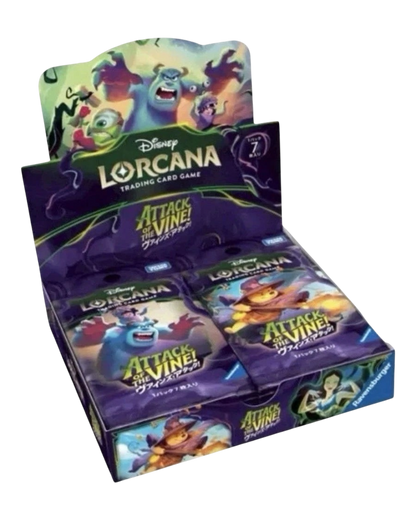 VaultifyUK Disney Lorcana Attack of the Vine Japanese booster box featuring Monsters Inc and Winnie the Pooh artwork
