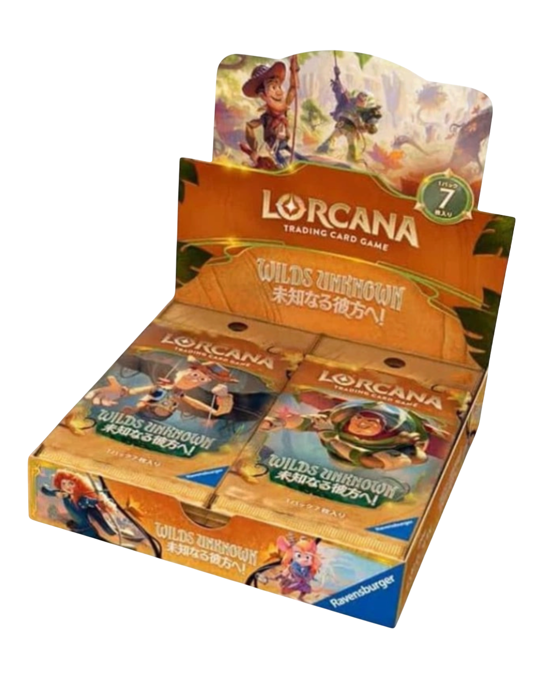 VaultifyUK Disney Lorcana Wilds Unknown Japanese booster box featuring Pixar characters and 16 sealed card packs.