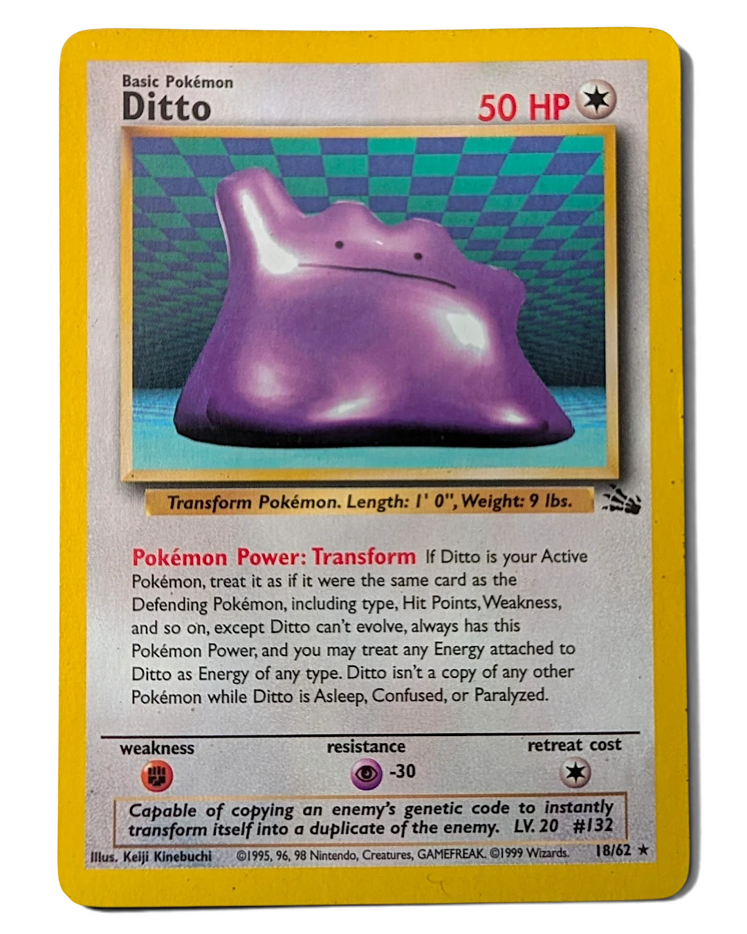 VaultifyUK vintage 1999 Pokémon TCG Fossil set Ditto 18/62 non-holo rare trading card