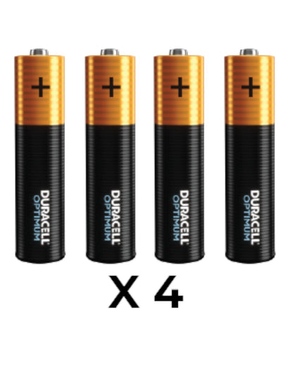 VaultifyUK pack of four Duracell Optimum alkaline batteries with black and gold casing