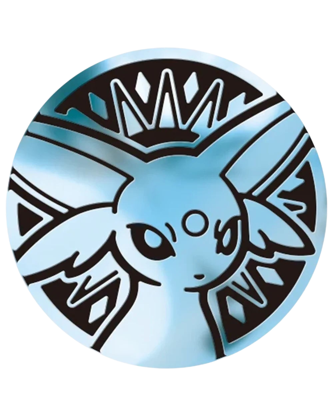 VaultifyUK Pokémon TCG 30th Celebration Espeon collectible coin featuring a metallic blue and black design