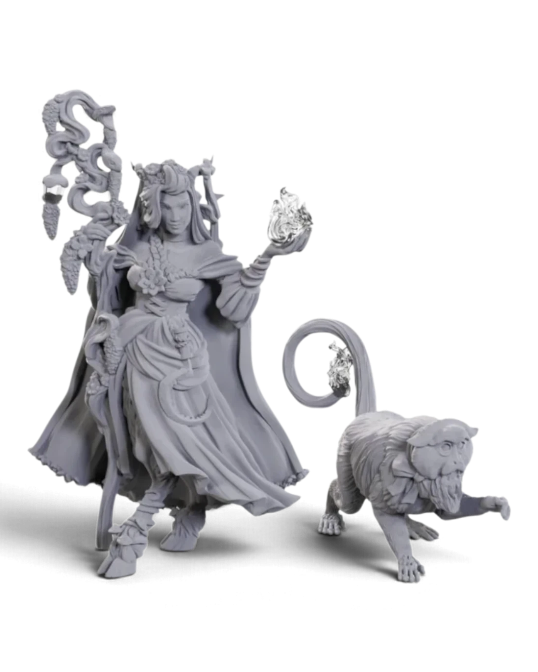VaultifyUK Critical Role Fearne Calloway and Mister unpainted primed tabletop miniatures for painting and gaming