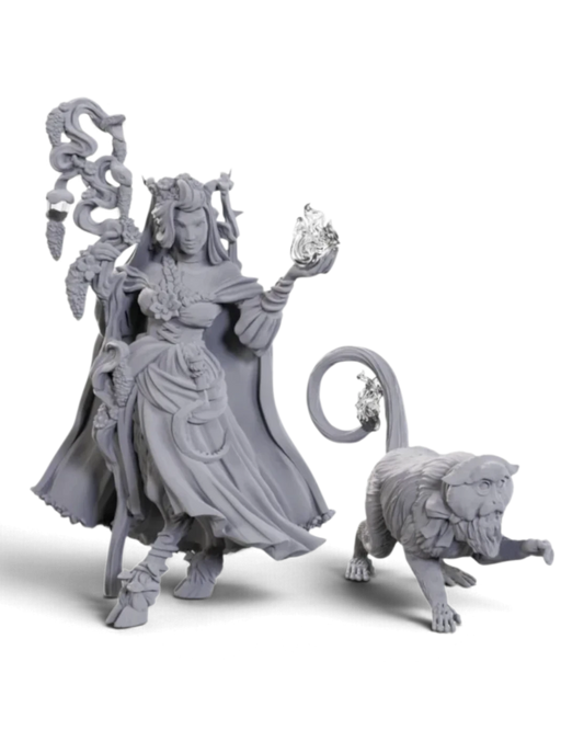 VaultifyUK Critical Role Fearne Calloway and Mister unpainted primed tabletop miniatures for painting and gaming
