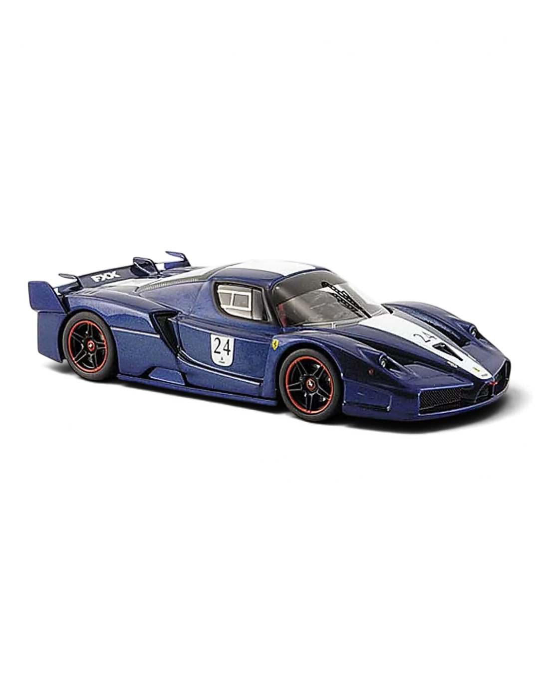 VaultifyUK Hot Wheels Elite 1:43 scale Ferrari FXX #24 diecast model car in blue and white livery.