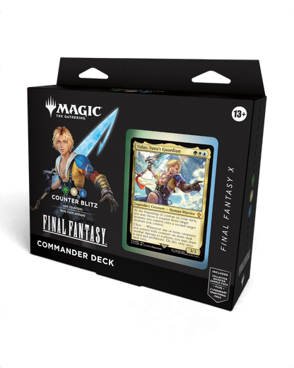 VaultifyUK Magic: The Gathering Final Fantasy X Counter Blitz Commander Deck box featuring Tidus artwork