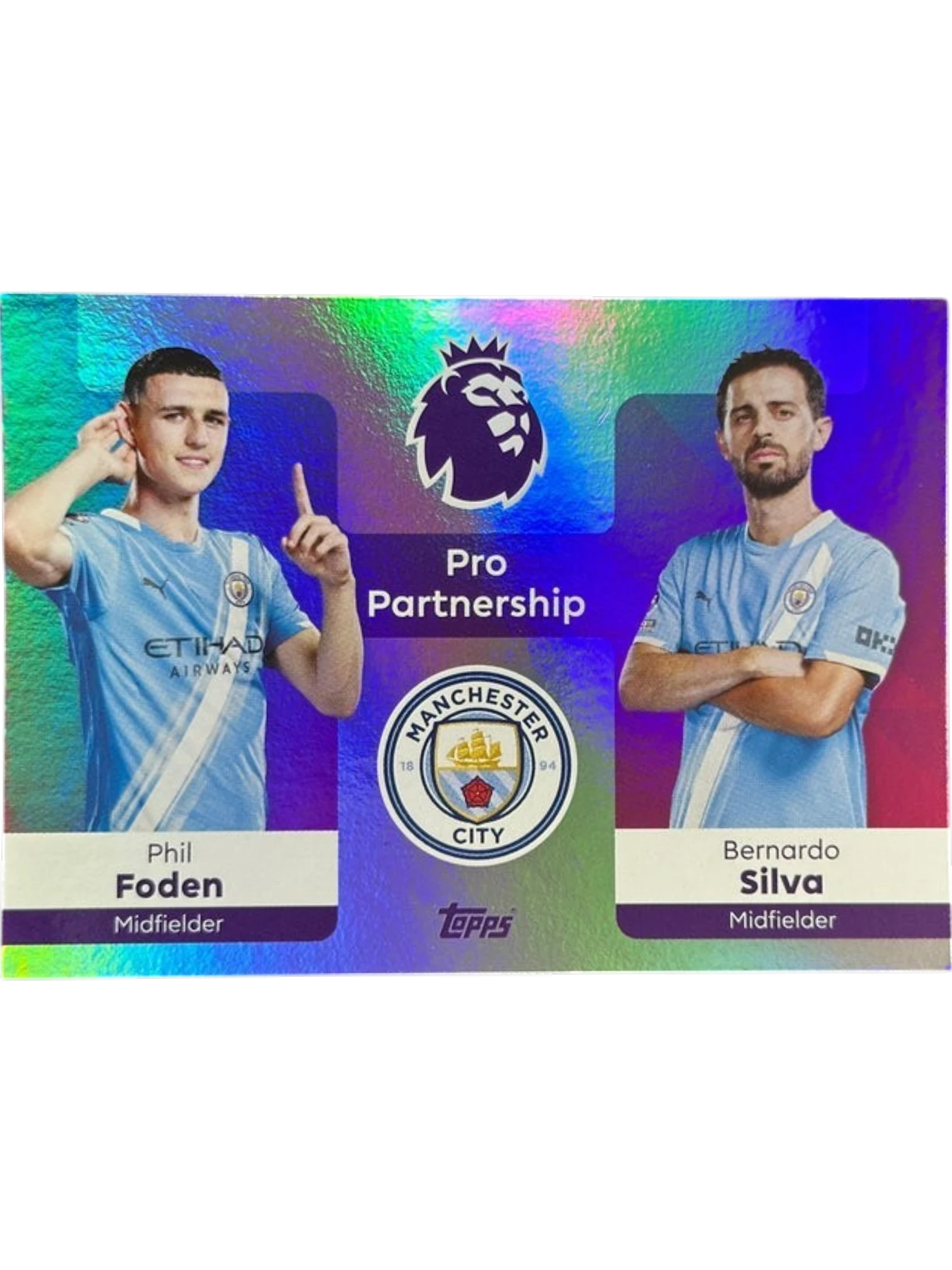 VaultifyUK Topps Premier League 2025/26 Pro Partnership card featuring Manchester City stars Phil Foden and Bernardo Silva