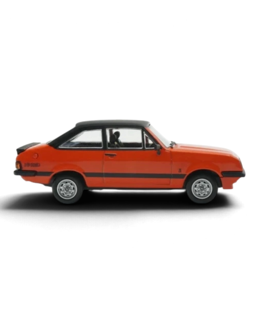 VaultifyUK Corgi Vanguards 1:43 scale Ford Escort Mk2 RS2000 model car in Carnival Red with black roof and side stripe
