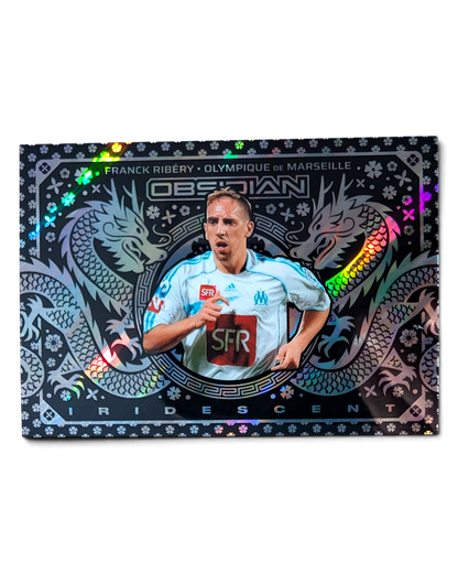 VaultifyUK 2025/26 Panini Obsidian Franck Ribéry Iridescent football card featuring a holographic dragon design