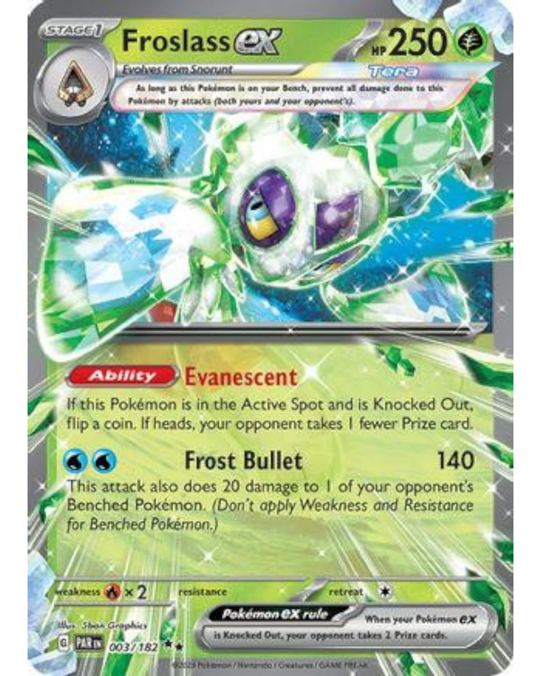 VaultifyUK Froslass ex Tera holofoil Pokémon card from the Scarlet and Violet Paradox Rift set