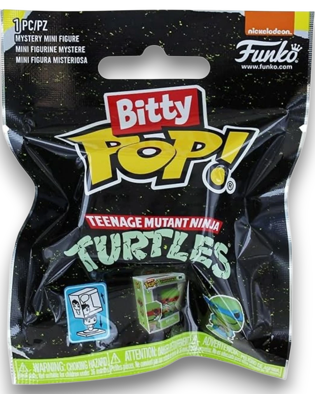 VaultifyUK Funko Bitty Pop Teenage Mutant Ninja Turtles mystery blind bag with black packaging and logo branding