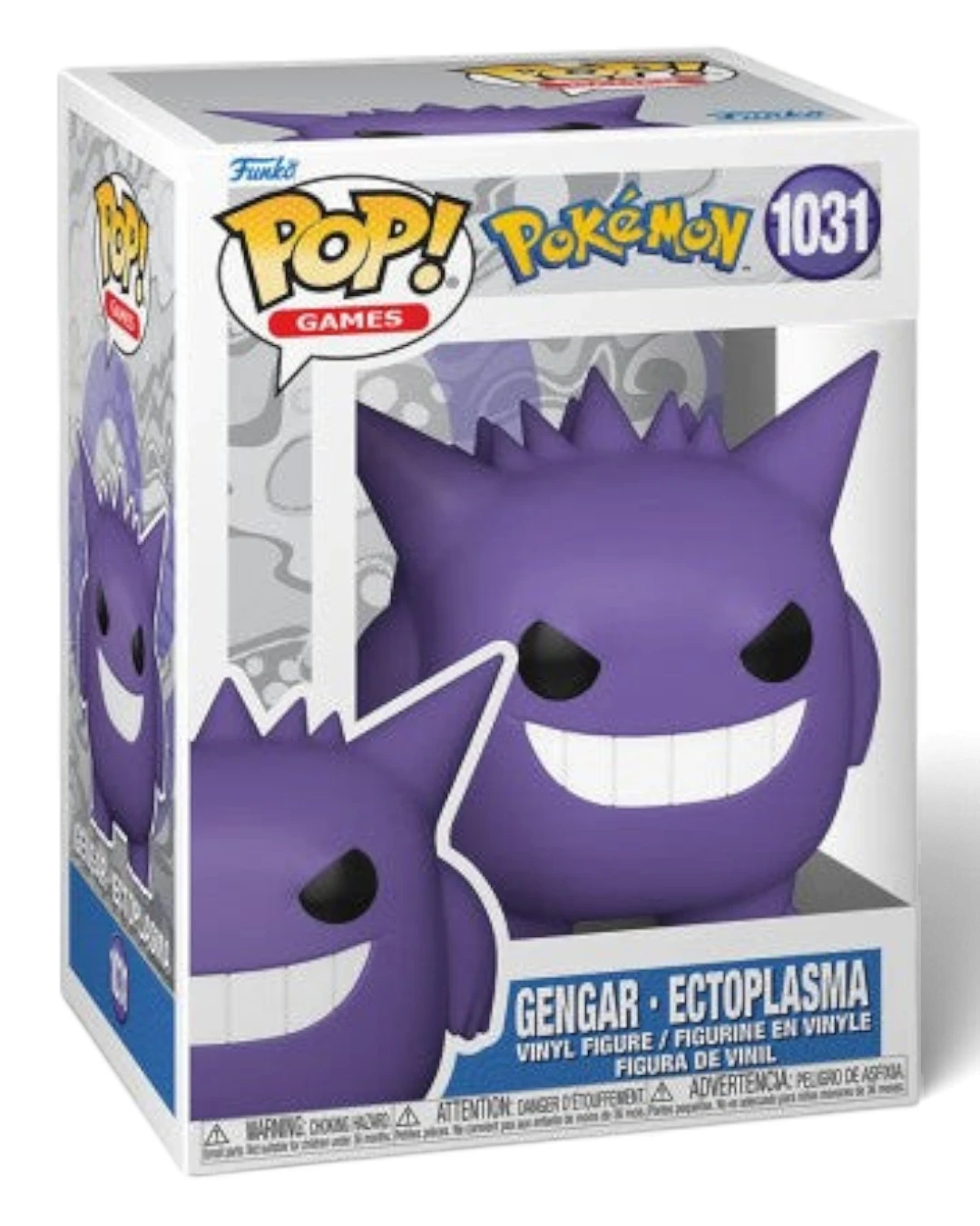 VaultifyUK Pokémon Gengar #1031 Funko Pop vinyl figure in purple with signature toothy grin and red eyes in box