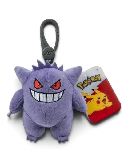 VaultifyUK Gengar plush bag clip with a sturdy black carabiner and official Pokémon character swing tag