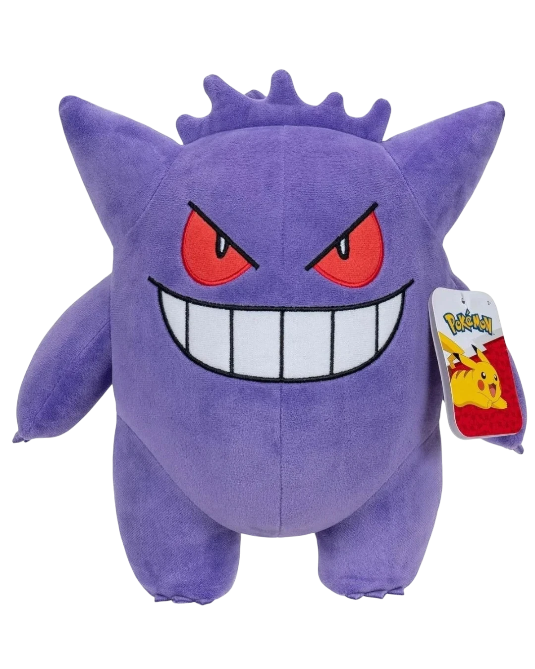 VaultifyUK 12-inch Gengar plush toy with soft purple fabric, embroidered red eyes, and a wide grin.