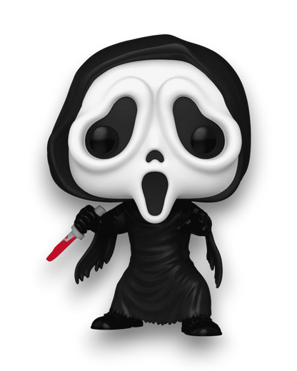 VaultifyUK Funko Pop! Ghost Face #1607 vinyl figure featuring the iconic screaming mask and black robe with a knife.