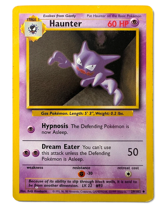 VaultifyUK Pokémon TCG Haunter 29/102 Base Set Unlimited card featuring purple ghost artwork in light play condition