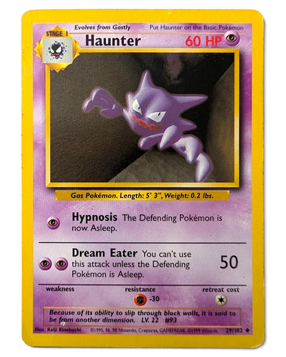 VaultifyUK Pokémon TCG Haunter 29/102 Base Set Unlimited card featuring purple ghost artwork in light play condition